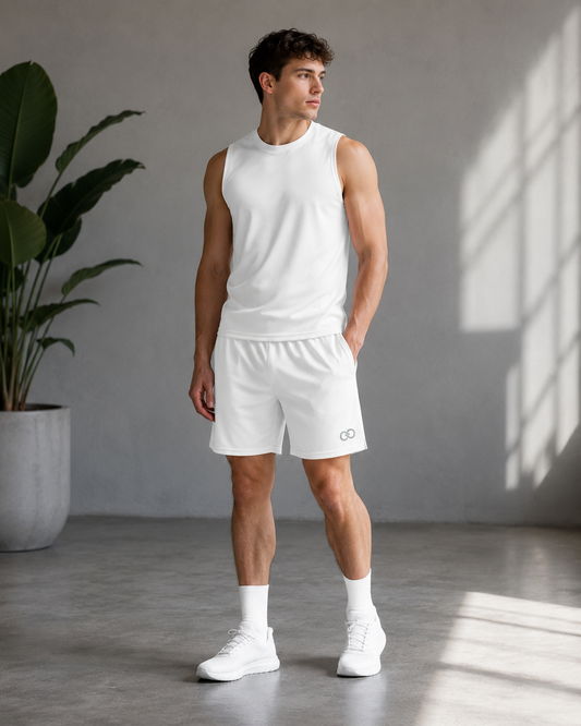 MONARCH Unisex Knit Shorts - White